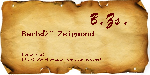 Barhó Zsigmond névjegykártya